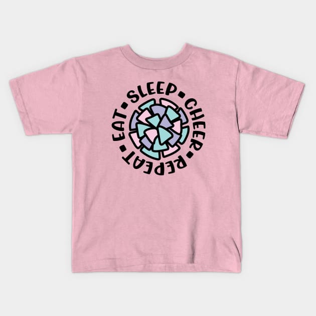 Eat Sleep Cheer Repeat Cheerleader Cute Funny Kids T-Shirt by GlimmerDesigns